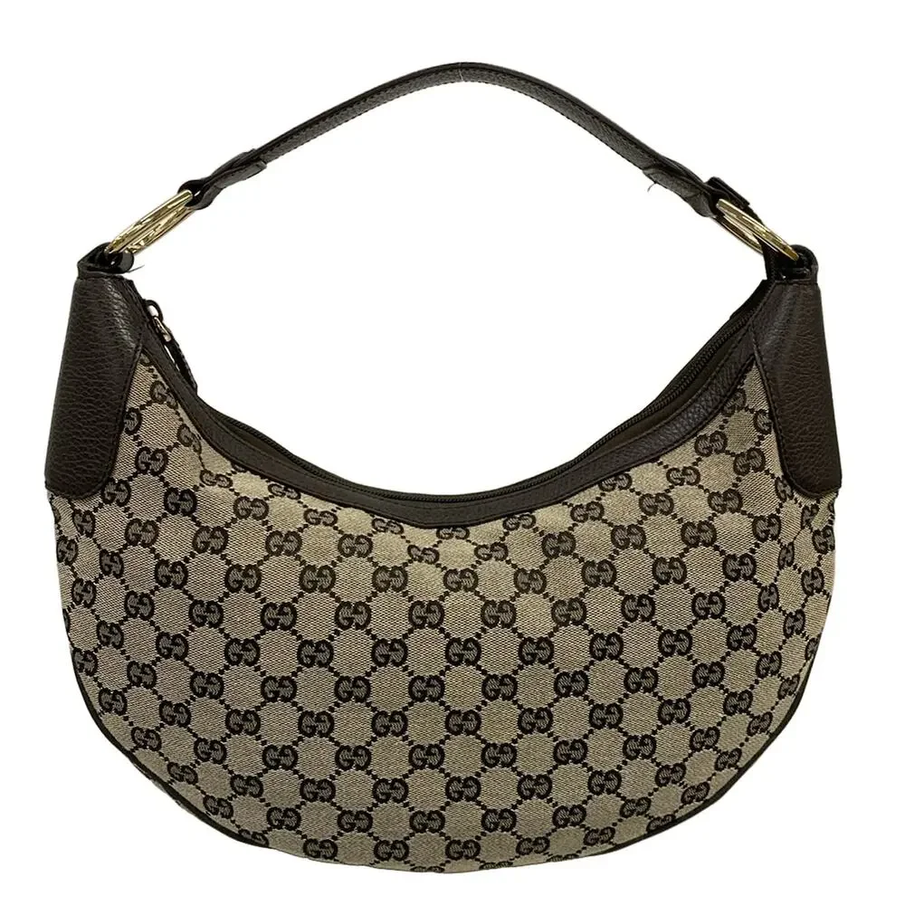 Gucci GG Shoulder Bag 257297 Dark Brown Beige Jacquard Leather